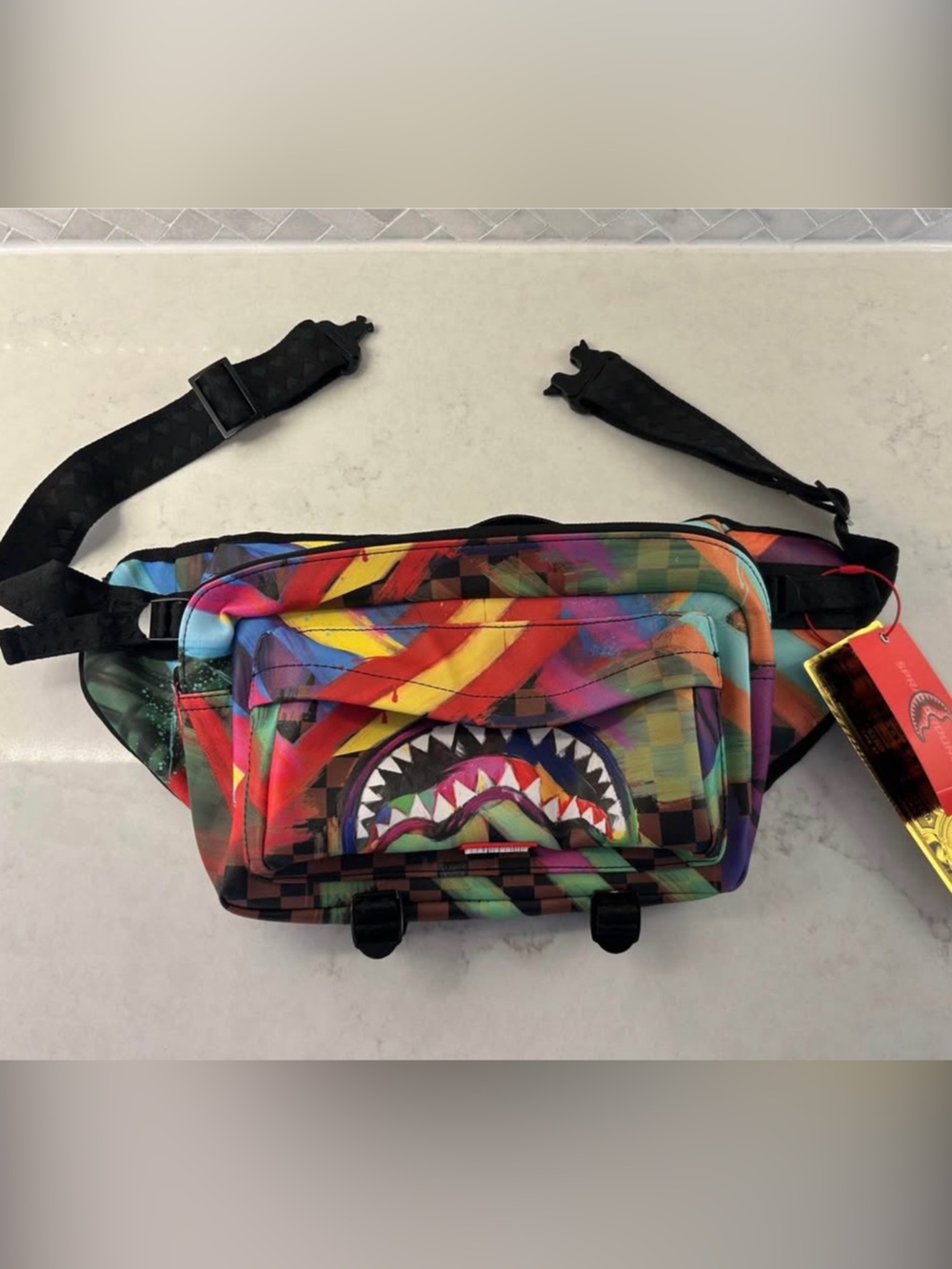 Discontinued SPRAYGROUND Shark Graffiti crossbody bag